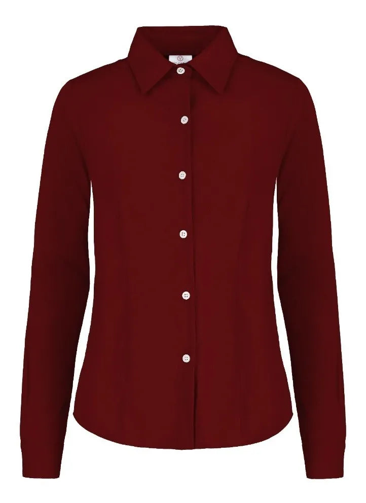Camisa Gabardina Manga Larga Vino